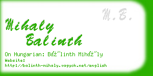 mihaly balinth business card